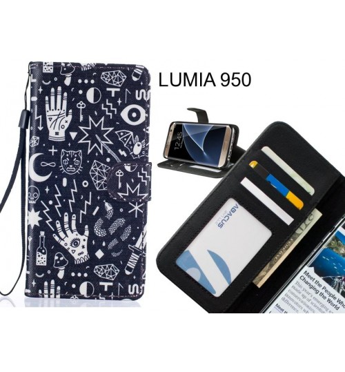 LUMIA 950 case 3 card leather wallet case printed ID