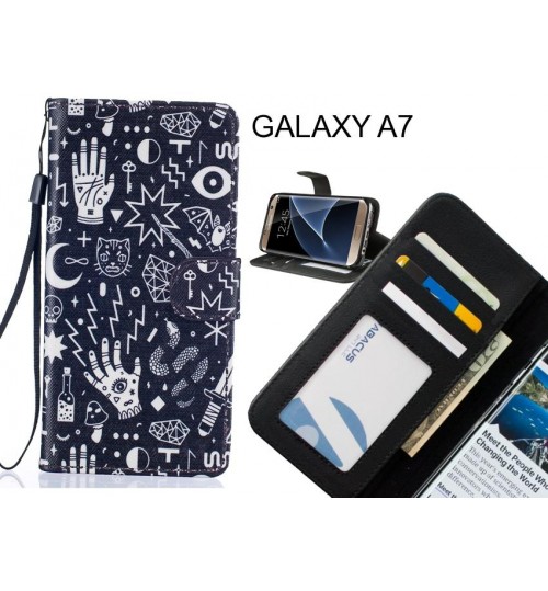 GALAXY A7 case 3 card leather wallet case printed ID