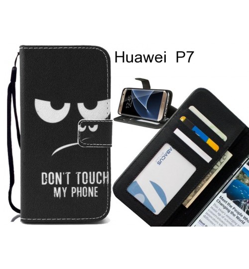 Huawei  P7 case 3 card leather wallet case printed ID