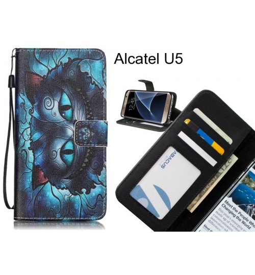 Alcatel U5 case 3 card leather wallet case printed ID