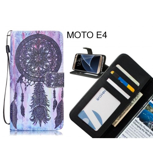 MOTO E4 case 3 card leather wallet case printed ID