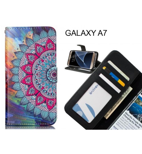 GALAXY A7 case 3 card leather wallet case printed ID