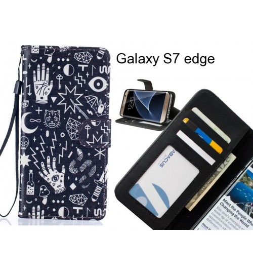 Galaxy S7 edge case 3 card leather wallet case printed ID