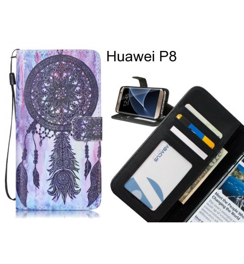 Huawei P8 case 3 card leather wallet case printed ID