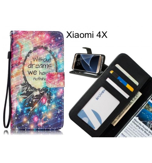 Xiaomi 4X case 3 card leather wallet case printed ID