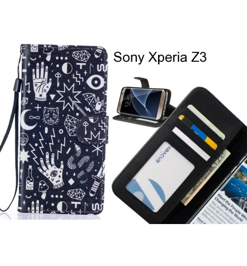 Sony Xperia Z3 case 3 card leather wallet case printed ID