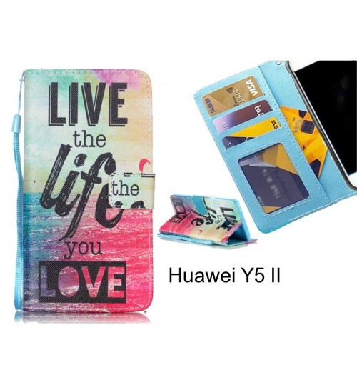 Huawei Y5 II case 3 card leather wallet case printed ID