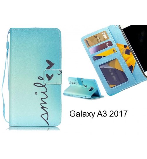 Galaxy A3 2017 case 3 card leather wallet case printed ID