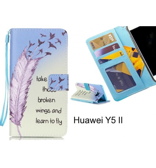 Huawei Y5 II case 3 card leather wallet case printed ID