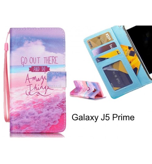 Galaxy J5 Prime case 3 card leather wallet case printed ID