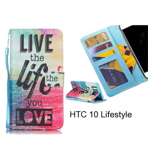 HTC 10 Lifestyle case 3 card leather wallet case printed ID