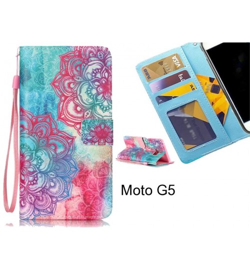 Moto G5 case 3 card leather wallet case printed ID