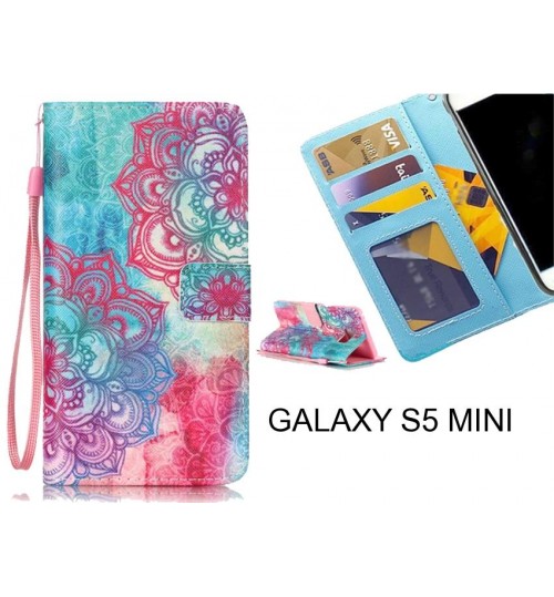 GALAXY S5 MINI case 3 card leather wallet case printed ID