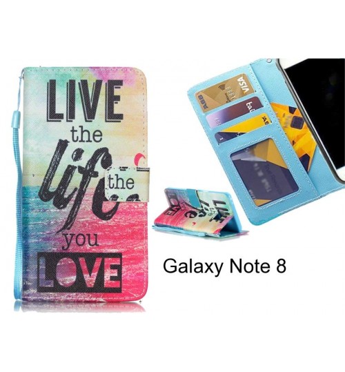 Galaxy Note 8 case 3 card leather wallet case printed ID