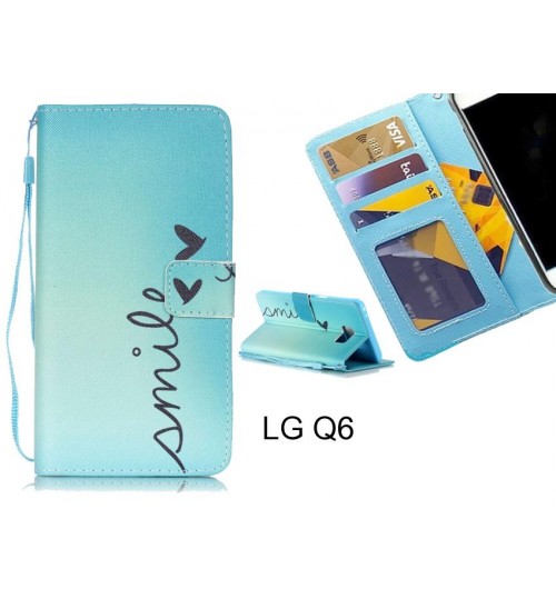 LG Q6 case 3 card leather wallet case printed ID