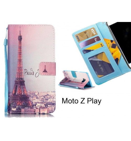 Moto Z Play case 3 card leather wallet case printed ID