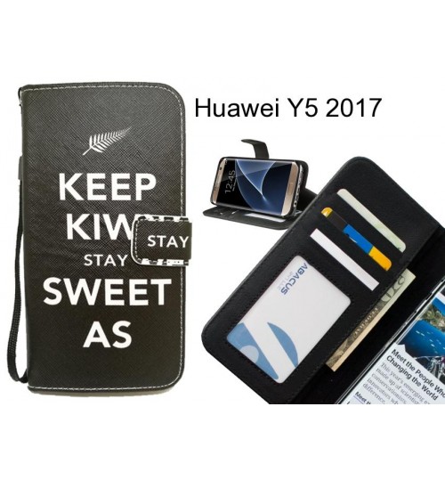 Huawei Y5 2017 case 3 card leather wallet case printed ID