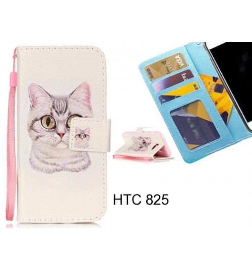 HTC 825 case 3 card leather wallet case printed ID