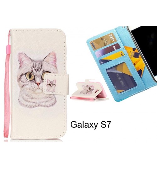 Galaxy S7 case 3 card leather wallet case printed ID