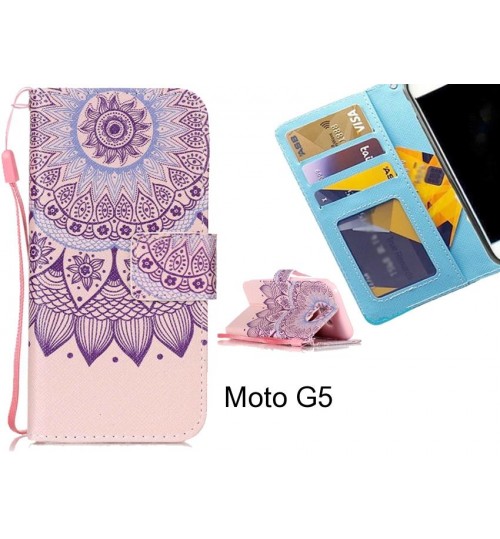 Moto G5 case 3 card leather wallet case printed ID