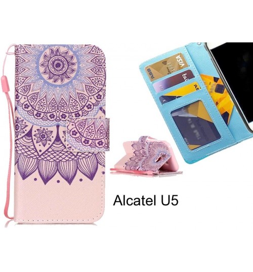 Alcatel U5 case 3 card leather wallet case printed ID