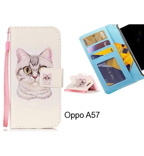 Oppo A57 case 3 card leather wallet case printed ID
