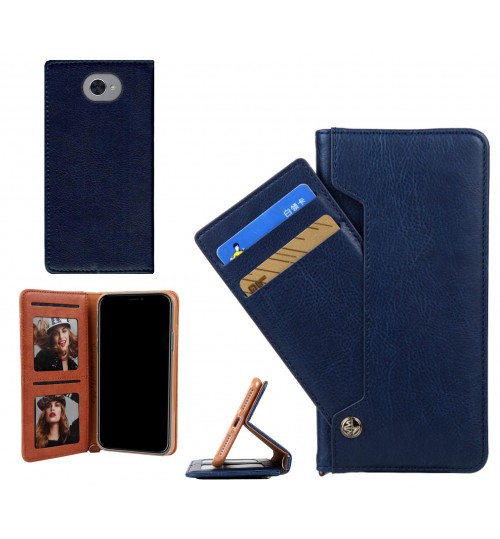 Huawei Y7 Case Slim Leather Wallet Case 6 Cards 2 Id Magnet - Blue