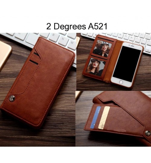 2 Degrees A521 Case Slim Leather Wallet Case 6 Cards 2 Id Magnet - Brown