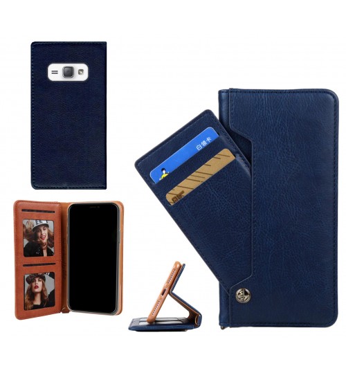 Galaxy J1 2016 Case Slim Leather Wallet Case 6 Cards 2 Id Magnet - Blue