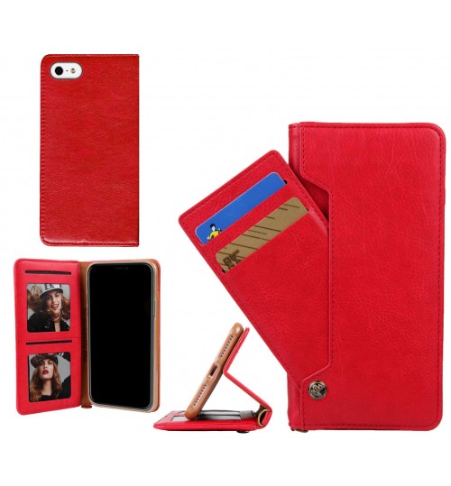IPHONE 5 case slim leather wallet case 6 cards 2 ID magnet