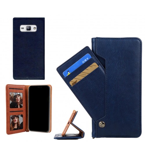 Galaxy J1 Ace Case Slim Leather Wallet Case 6 Cards 2 Id Magnet - Blue