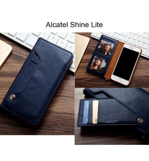 Alcatel Shine Lite Case Slim Leather Wallet Case 6 Cards 2 Id Magnet - Blue