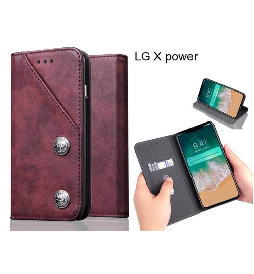 LG X power Case ultra slim retro leather wallet case 2 cards magnet case