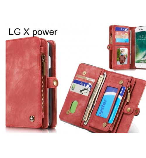 LG X power Case Retro leather case multi cards cash pocket & zip