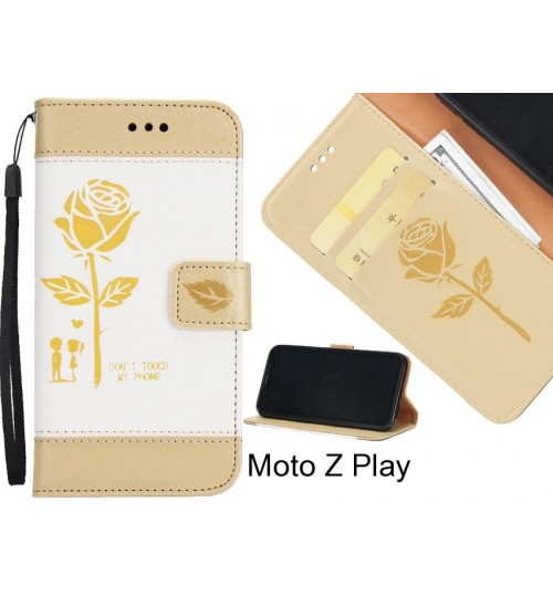Moto Z Play case 3D Embossed Rose Floral Leather Wallet cover case