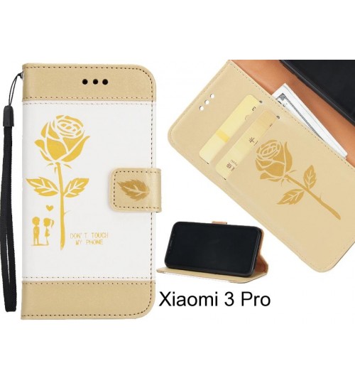Xiaomi 3 Pro case 3D Embossed Rose Floral Leather Wallet cover case