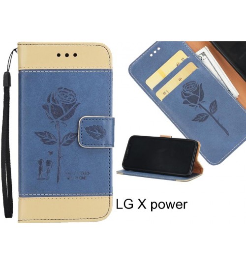 LG X power case 3D Embossed Rose Floral Leather Wallet cover case
