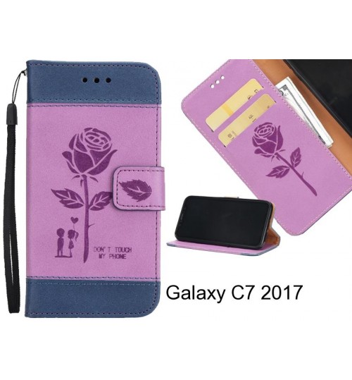 Galaxy C7 2017 case 3D Embossed Rose Floral Leather Wallet cover case