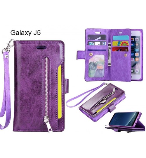 Galaxy J5 case 10 cards slots wallet leather case with zip