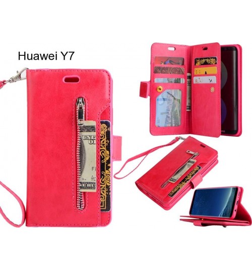 Huawei Y7 case 10 cards slots wallet leather case with zip