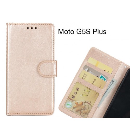 Moto G5s Plus Case Magnetic Flip Leather Wallet Case - Gold