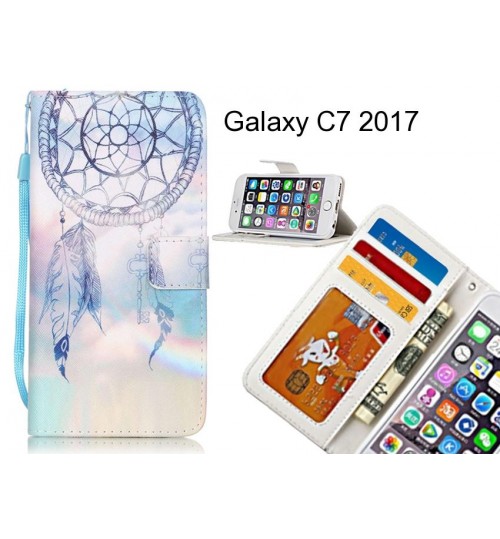 Galaxy C7 2017 case 3 card leather wallet case printed ID