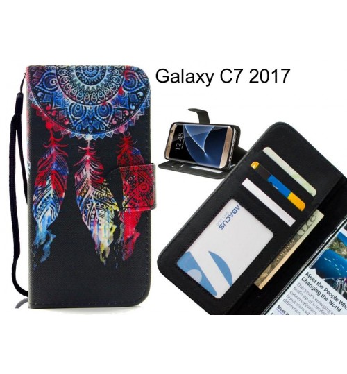 Galaxy C7 2017 case 3 card leather wallet case printed ID