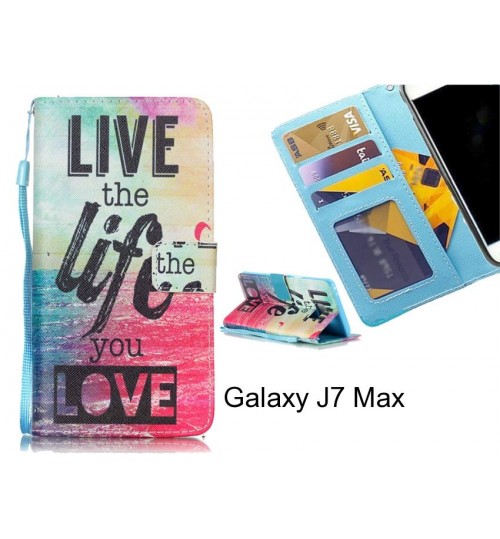 Galaxy J7 Max case 3 card leather wallet case printed ID