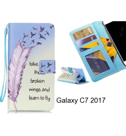 Galaxy C7 2017 case 3 card leather wallet case printed ID