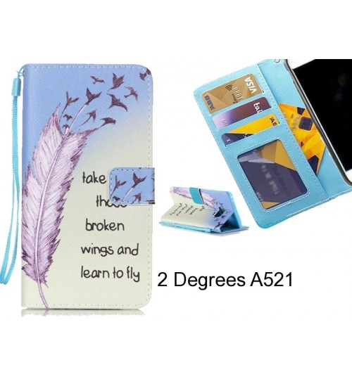 2 Degrees A521 case 3 card leather wallet case printed ID