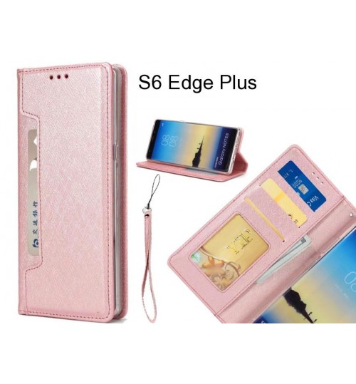 S6 Edge Plus case Silk Texture Leather Wallet case 4 cards 1 ID magnet