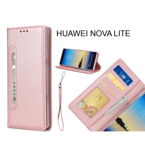 HUAWEI NOVA LITE case Silk Texture Leather Wallet case 4 cards 1 ID magnet