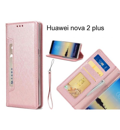 Huawei nova 2 plus case Silk Texture Leather Wallet case 4 cards 1 ID magnet