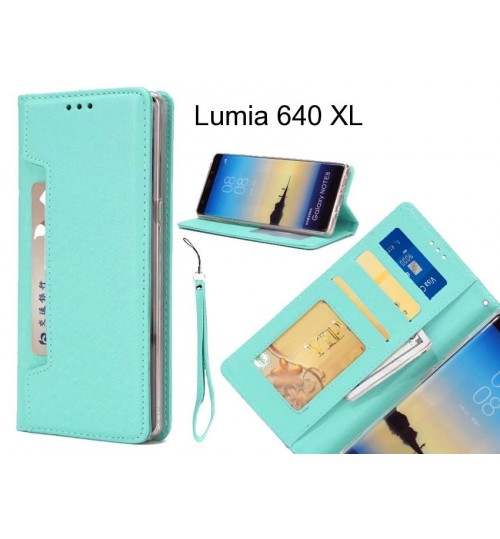 Lumia 640 Xl Case Silk Texture Leather Wallet Case 4 Cards 1 Id Magnet - Green